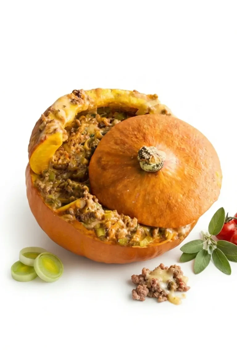 Gefüllter Kürbis mit Hackfleisch und Käse ist genau das Rezept, das du dir für die kühlen Herbsttage wünschst.
